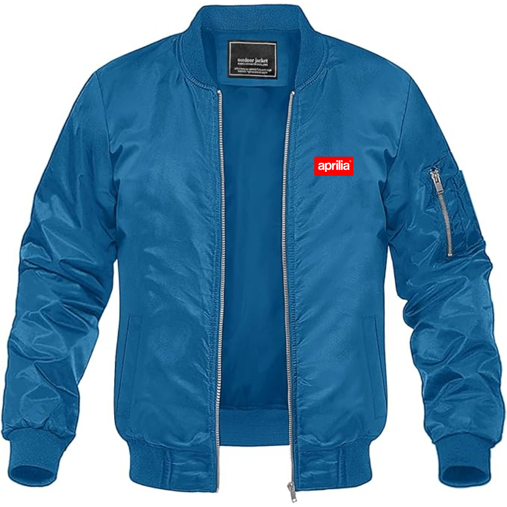 Men's Aprilia Logo Lightweight Bomber Jacket Windbreaker Softshell Varsity Jacket Coat
