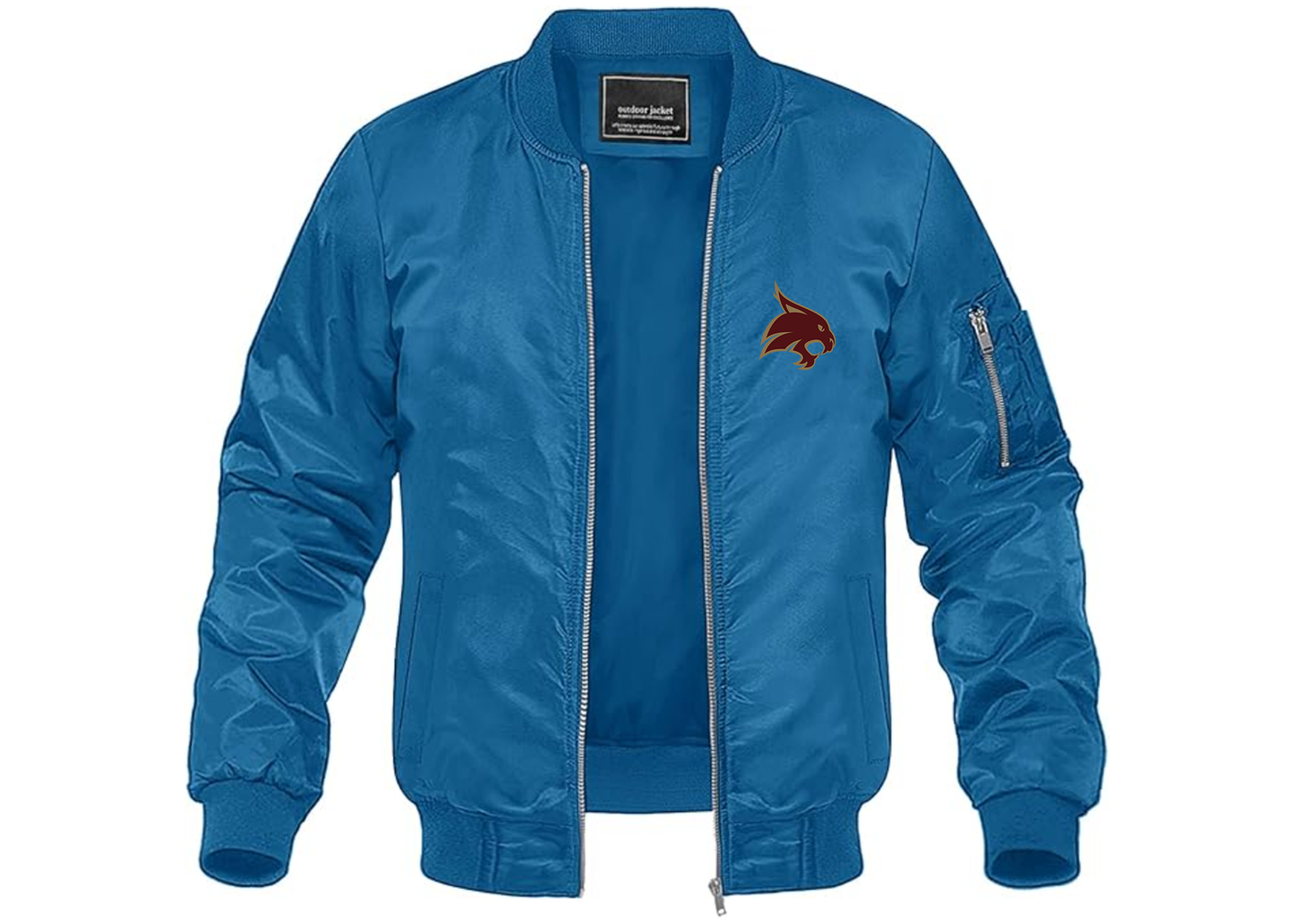 Men's Texas State Bobcats Lightweight Bomber Jacket Windbreaker Softshell Varsity Jacket Coat