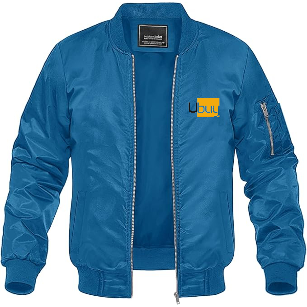 Men's Ubuy Logo Lightweight Bomber Jacket Windbreaker Softshell Varsity Jacket Coat