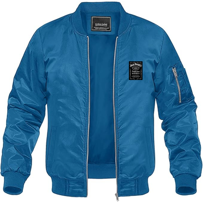 Men's Jack Daniels Logo Lightweight Bomber Jacket Windbreaker Softshell Varsity Jacket Coat