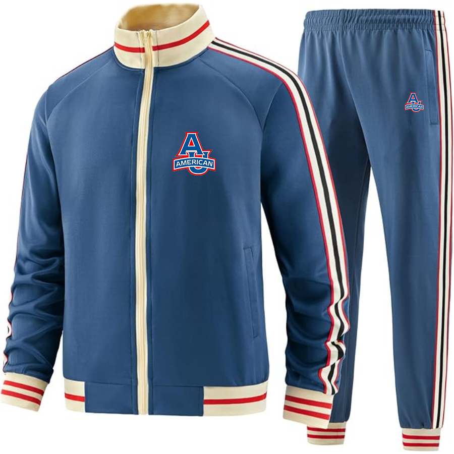 Men's American Eagles Two Piece Designer Tracksuit with Bold Striped Accents and Zippered Front Elevated Athletic