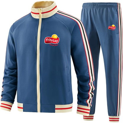 Men's Frito Lay Two Piece Designer Tracksuit with Bold Striped Accents and Zippered Front Elevated Athletic Wear