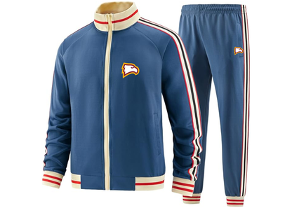 Men's Winthrop Eagles Tracksuit with Bold Striped Accents and Zippered Front Athletic Wear