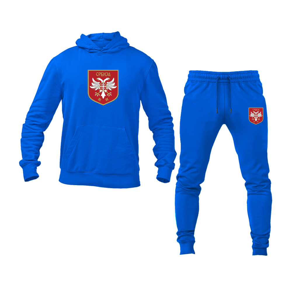 Men's Serbia National Football Soccer Team Logo Hoodie Joggers Set