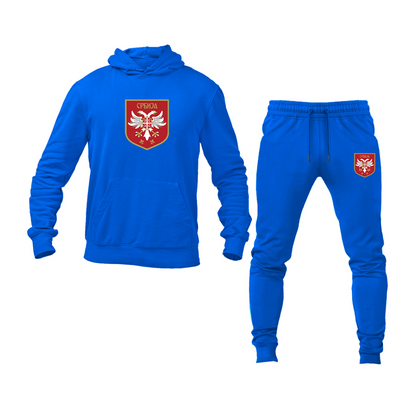 Men's Serbia National Football Soccer Team Logo Hoodie Joggers Set