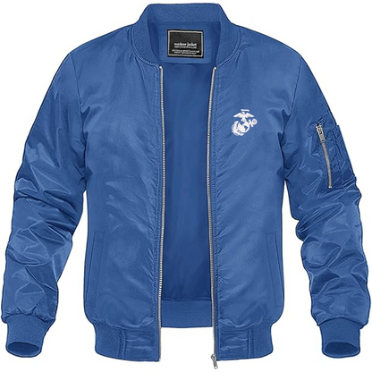 Men's USMC Symbol Lightweight Bomber Jacket Windbreaker Softshell Varsity Jacket Coat