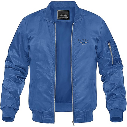 Men's Suffolk Sportscars Logo Lightweight Bomber Jacket Windbreaker Softshell Varsity Jacket Coat