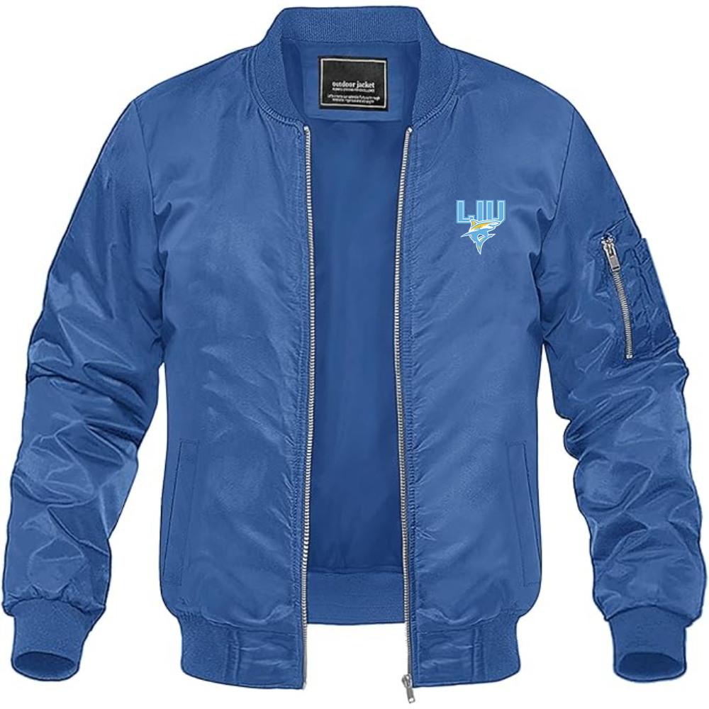 Men's LIU Brooklyn Blackbirds Logo Lightweight Bomber Jacket Windbreaker Softshell Varsity Jacket Coat