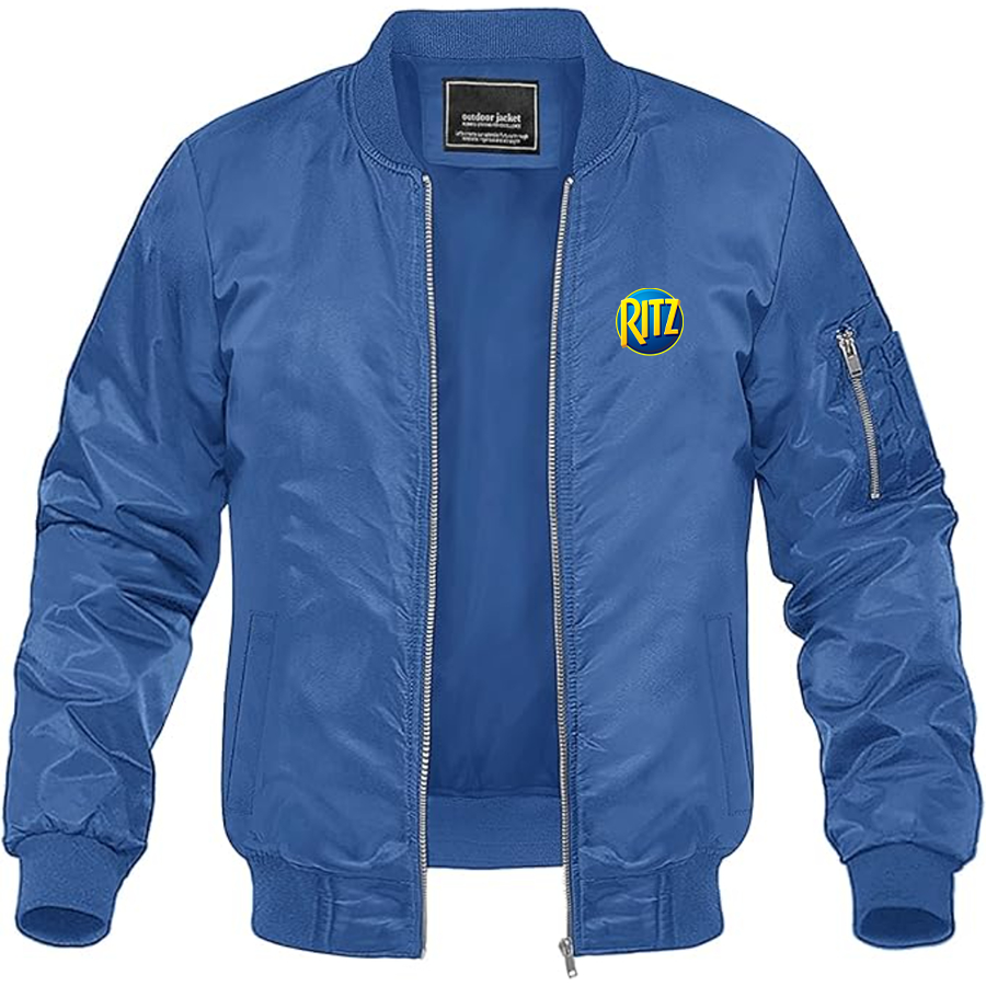 Men's Ritz Crackers Logo Lightweight Bomber Jacket Windbreaker Softshell Varsity Jacket Coat
