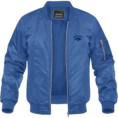 Men's Nevada Wolf Pack Logo Lightweight Bomber Jacket Windbreaker Softshell Varsity Jacket Coat
