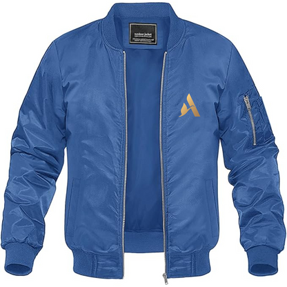 Men's Accor Golden Logo Lightweight Bomber Jacket Windbreaker Softshell Varsity Jacket Coat