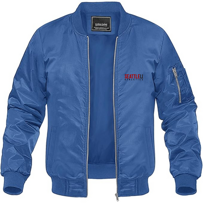 Men's Seattle Redhawks Logo Lightweight Bomber Jacket Windbreaker Softshell Varsity Jacket Coat