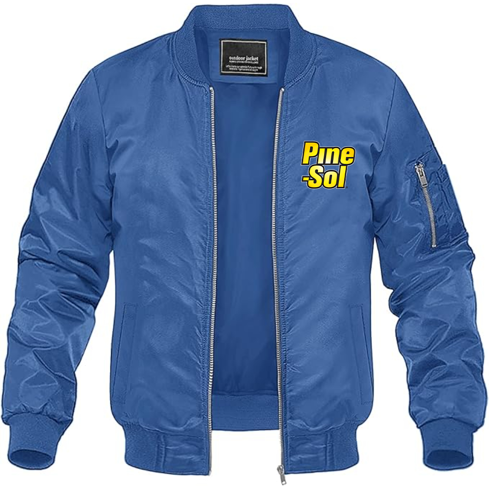 Men's Pine Sol Logo Lightweight Bomber Jacket Windbreaker Softshell Varsity Jacket Coat (Copy)