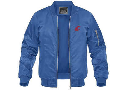 Men's Washington State Cougars Lightweight Bomber Jacket Windbreaker Softshell Varsity Jacket Coat