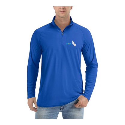 Men's Aflac Logo and Duck Lightweight Quarter-Zip Athletic Shirt Long Sleeve Performance Wear