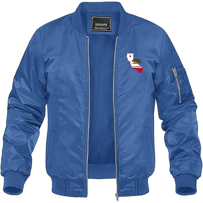 Men's California Bear Map Lightweight Bomber Jacket Windbreaker Softshell Varsity Jacket Coat