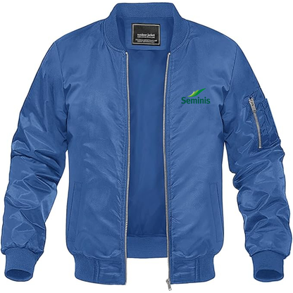 Men's  Seminis  Logo  Lightweight Bomber Jacket Windbreaker Softshell Varsity Jacket Coat