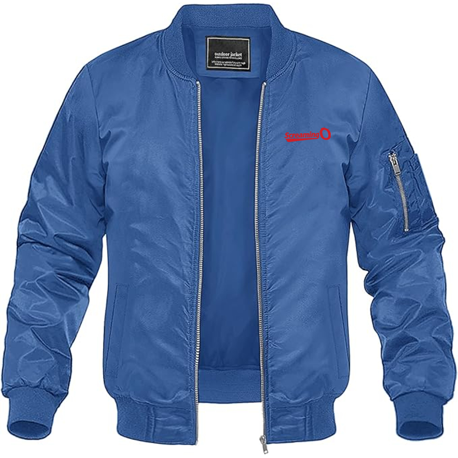 Men's ScreamingO Logo Lightweight Bomber Jacket Windbreaker Softshell Varsity Jacket Coat
