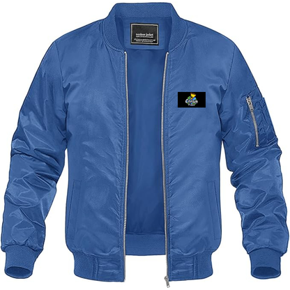 Men's Cartoon Pizza Logo Lightweight Bomber Jacket Windbreaker Softshell Varsity Jacket Coat