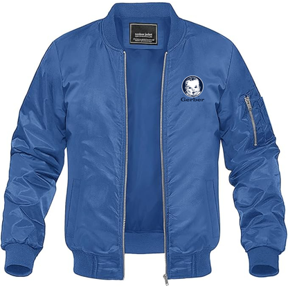 Men's Gerber Logo Lightweight Bomber Jacket Windbreaker Softshell Varsity Jacket Coat