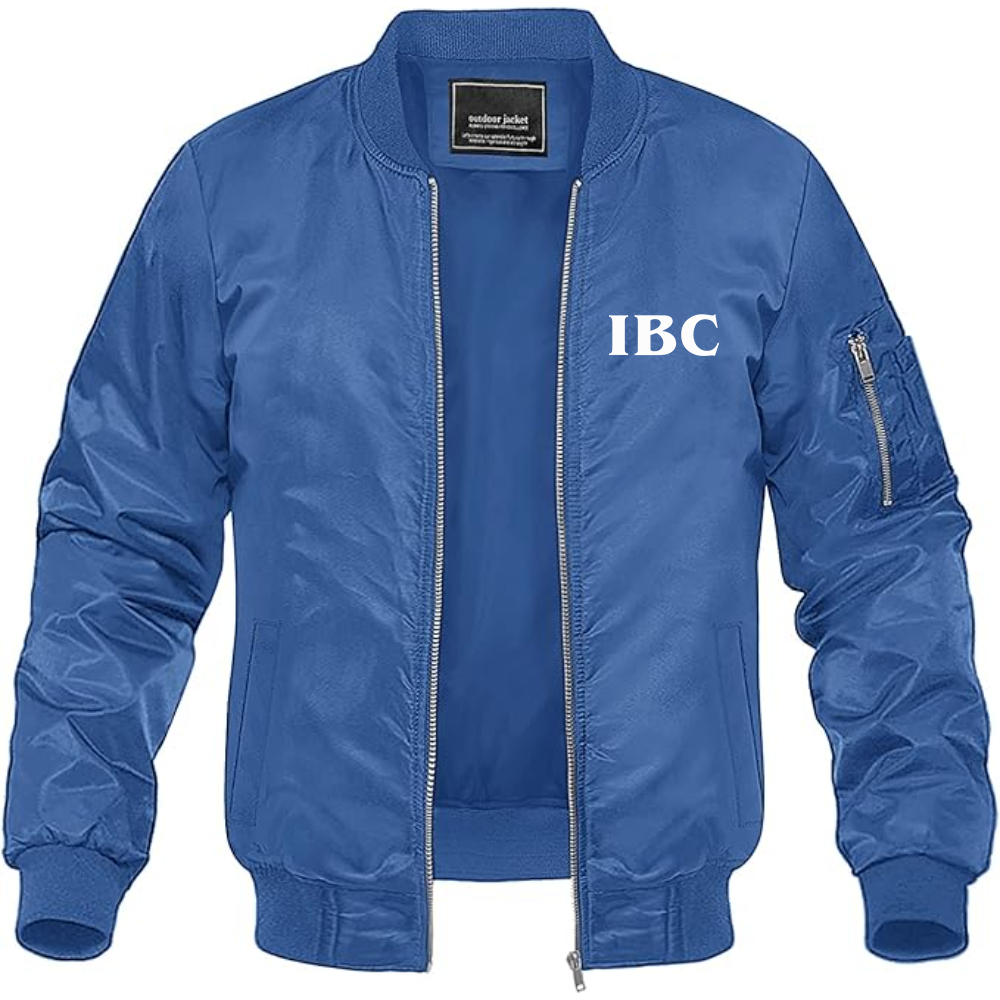 Men's IBC Logo Lightweight Bomber Jacket Windbreaker Softshell Varsity Jacket Coat