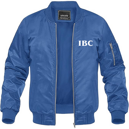 Men's IBC Logo Lightweight Bomber Jacket Windbreaker Softshell Varsity Jacket Coat