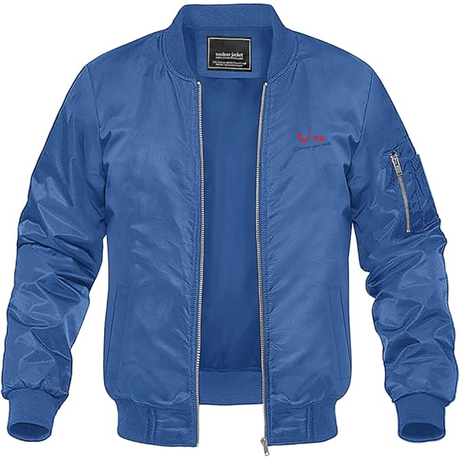 Men's tui Logo Lightweight Bomber Jacket Windbreaker Softshell Varsity Jacket Coat