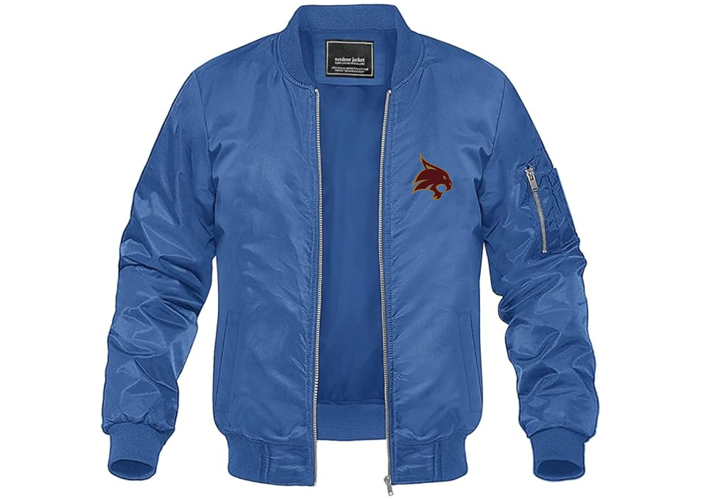 Men's Texas State Bobcats Lightweight Bomber Jacket Windbreaker Softshell Varsity Jacket Coat