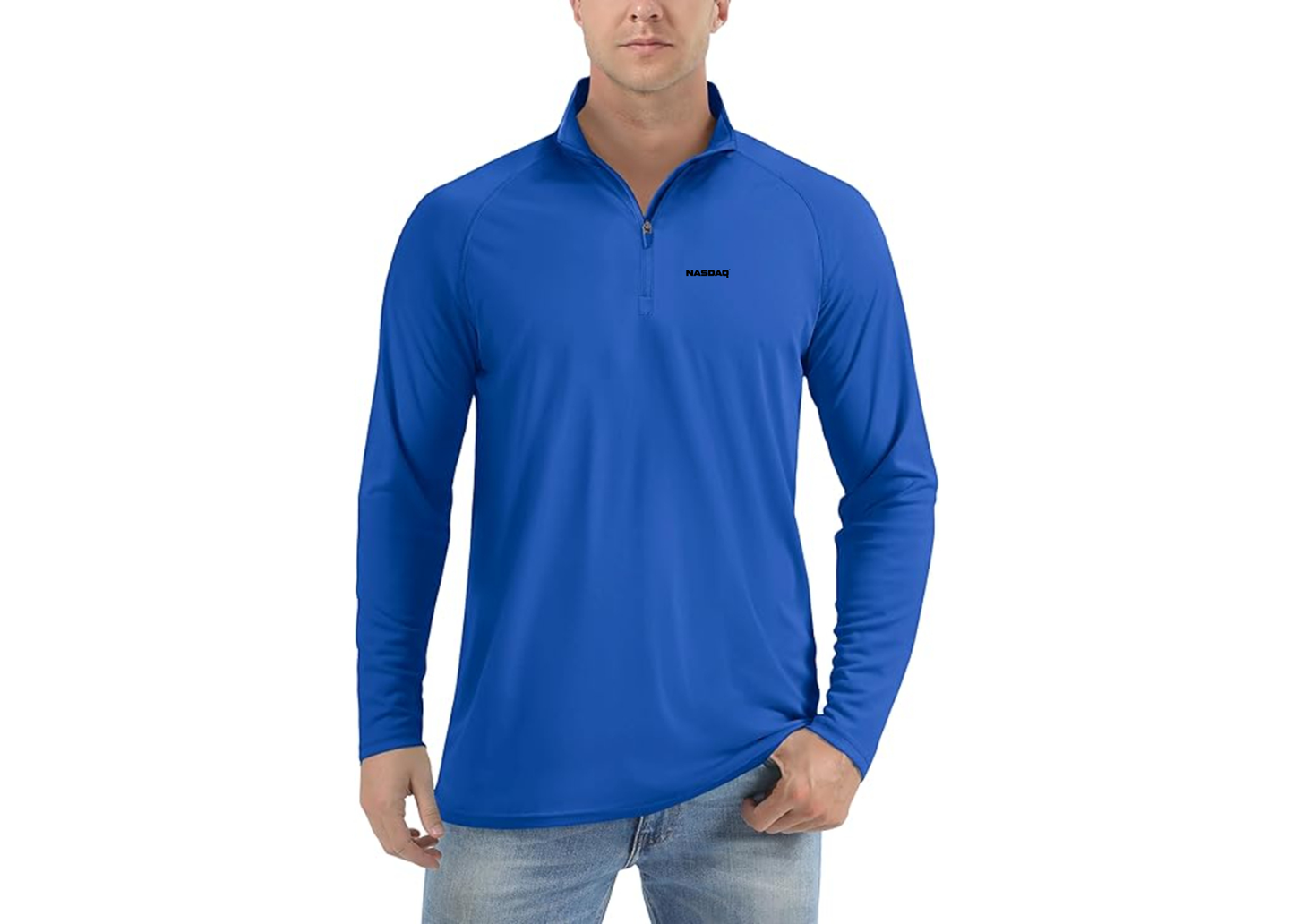 Men's Nasdaq Logo  Lightweight Quarter-Zip Athletic Shirt Long Sleeve Performance Wear