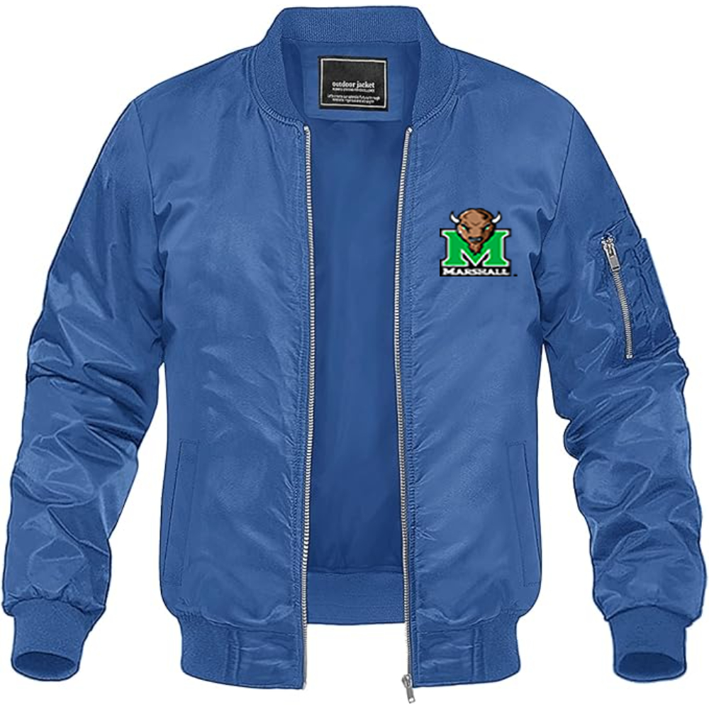 Men's Marshall Thundering Herd Logo Lightweight Bomber Jacket Windbreaker Softshell Varsity Jacket Coat