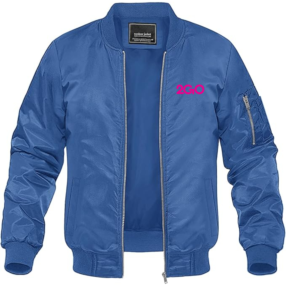 Men's 2GO Logo Lightweight Bomber Jacket Windbreaker Softshell Varsity Jacket Coat