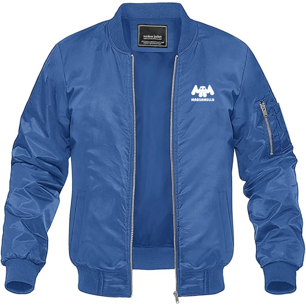 Men's Marshmello Logo Lightweight Bomber Jacket Windbreaker Softshell Varsity Jacket Coat