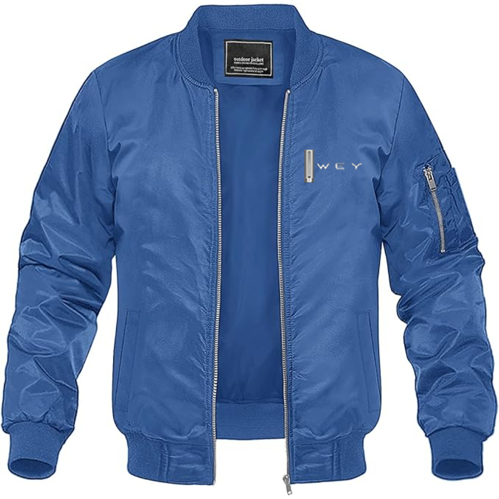 Men's WEY Logo Lightweight Bomber Jacket Windbreaker Softshell Varsity Jacket Coat