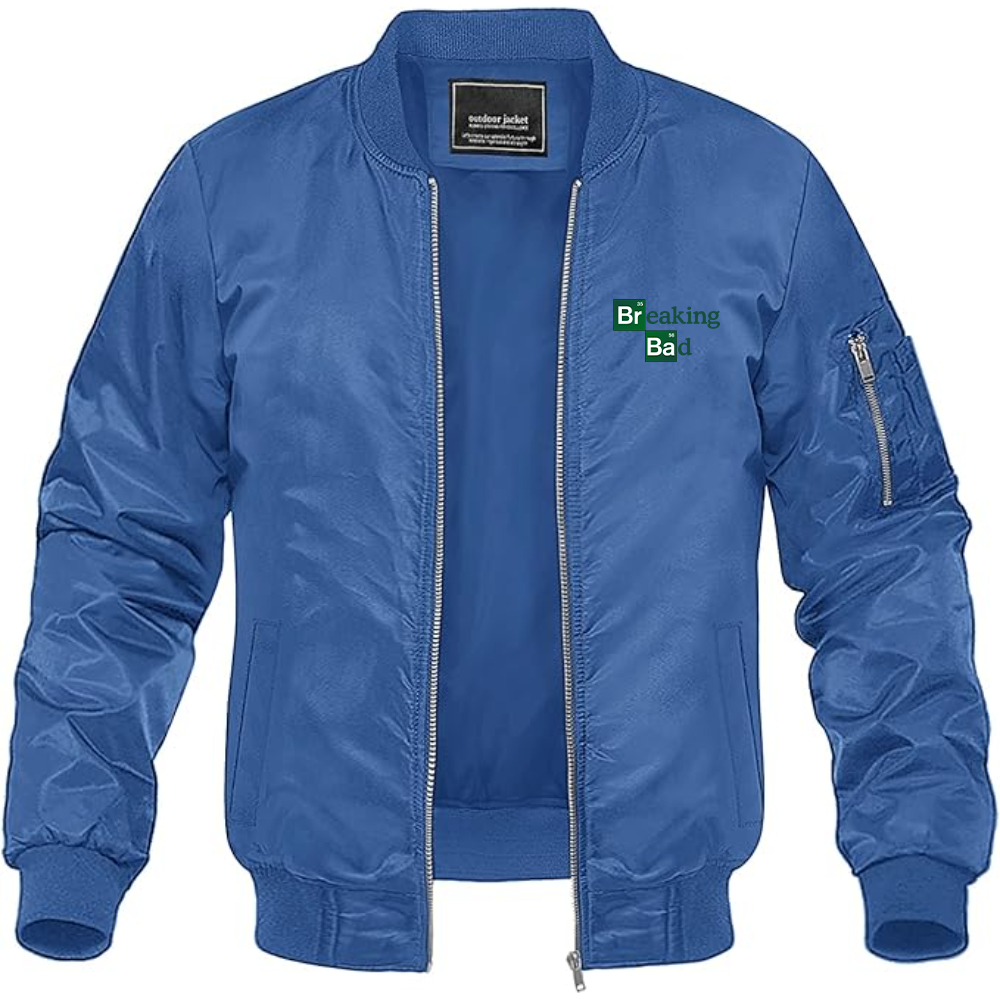 Men's Breaking Bad Logo Lightweight Bomber Jacket Windbreaker Softshell Varsity Jacket Coat