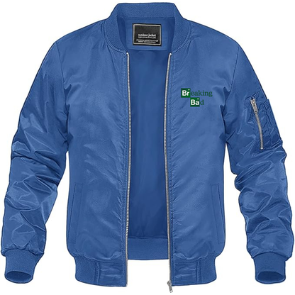 Men's Breaking Bad Logo Lightweight Bomber Jacket Windbreaker Softshell Varsity Jacket Coat