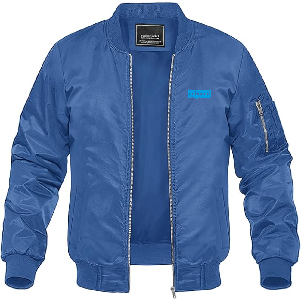 Men's Unbound Live Logo Lightweight Bomber Jacket Windbreaker Softshell Varsity Jacket Coat