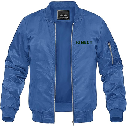 Men's Kinect Logo Lightweight Bomber Jacket Windbreaker Softshell Varsity Jacket Coat