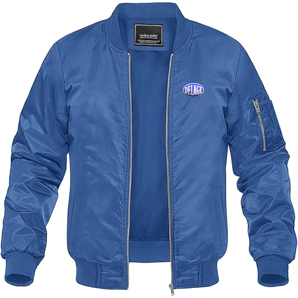 Men's Delage Logo Lightweight Bomber Jacket Windbreaker Softshell Varsity Jacket Coat