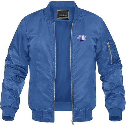 Men's Delage Logo Lightweight Bomber Jacket Windbreaker Softshell Varsity Jacket Coat