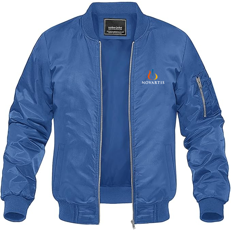 Men's Novartis Logo  Lightweight Bomber Jacket Windbreaker Softshell Varsity Jacket Coat