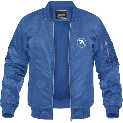 Men's Aphex Twin Logo Lightweight Bomber Jacket Windbreaker Softshell Varsity Jacket Coat