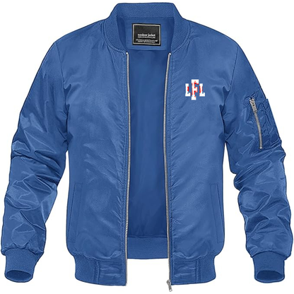 Men's LFL Canada Logo Lightweight Bomber Jacket Windbreaker Softshell Varsity Jacket Coat