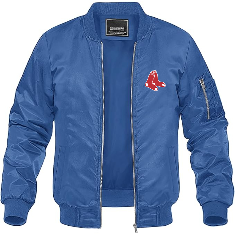 Men's Boston Red Sox Logo Lightweight Bomber Jacket Windbreaker Softshell Varsity Jacket Coat