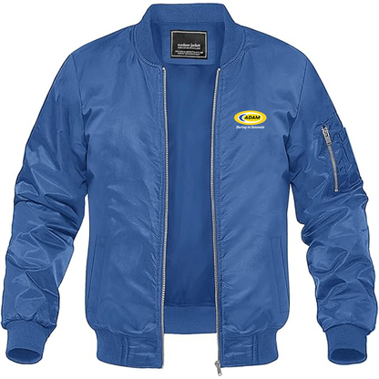 Men's Adam Motors Logo Lightweight Bomber Jacket Windbreaker Softshell Varsity Jacket Coat