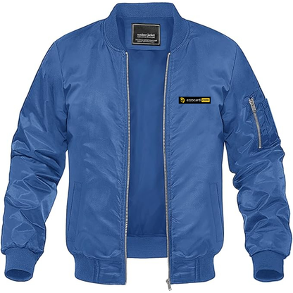 Men's Ezzocard Logo Lightweight Bomber Jacket Windbreaker Softshell Varsity Jacket Coat