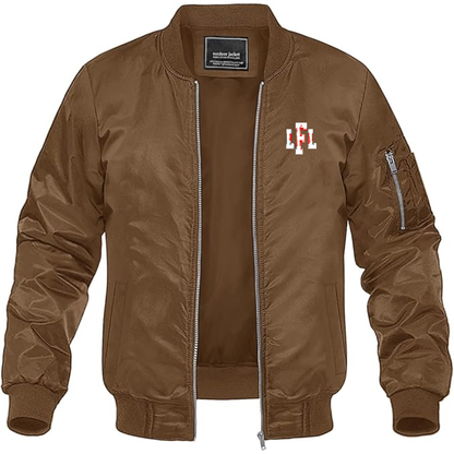 Men's LFL Canada Logo Lightweight Bomber Jacket Windbreaker Softshell Varsity Jacket Coat