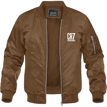 Men's CR7 Logo Lightweight Bomber Jacket Windbreaker Softshell Varsity Jacket Coat