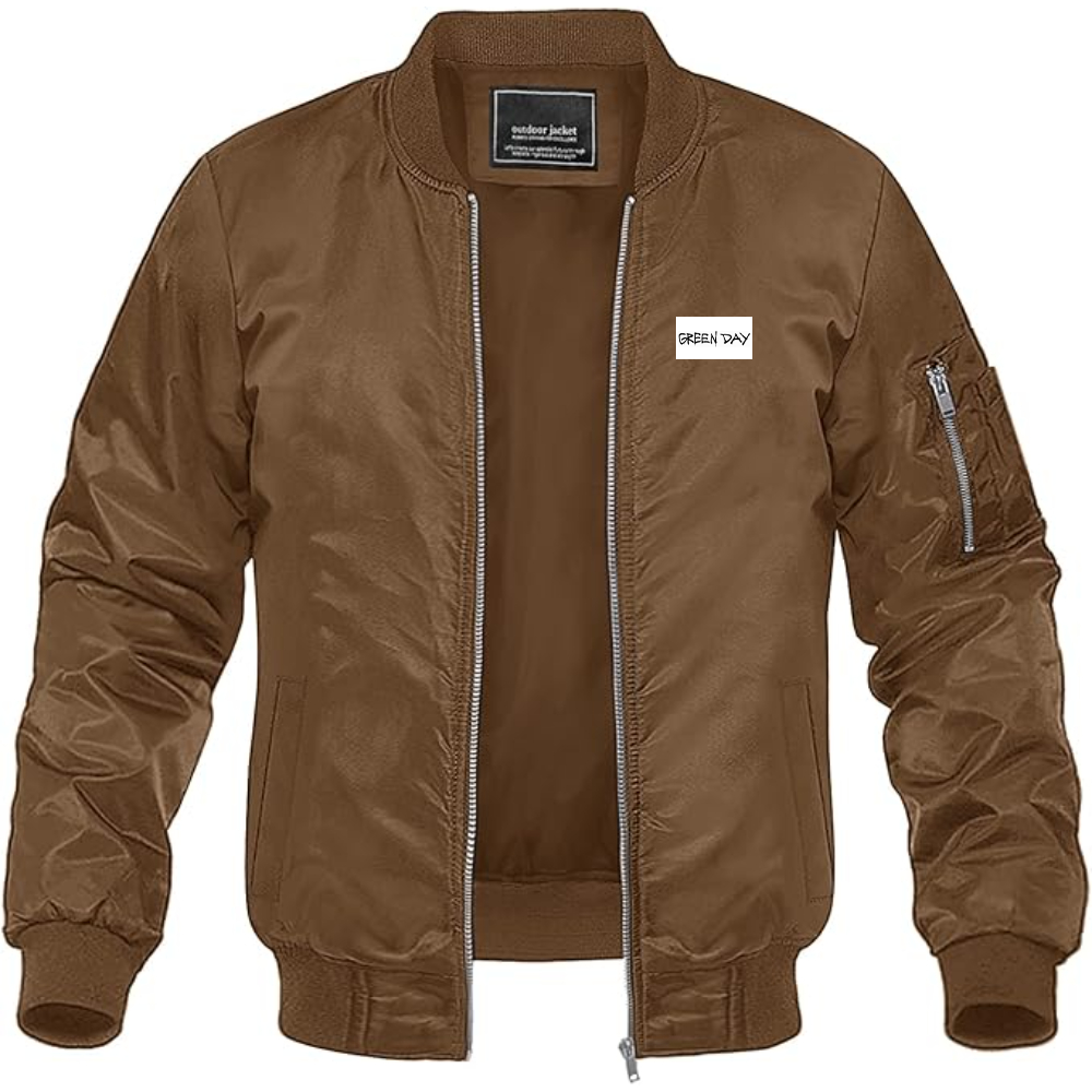 Men's Green Day Logo Lightweight Bomber Jacket Windbreaker Softshell Varsity Jacket Coat