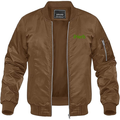 Men's iHerb Logo Lightweight Bomber Jacket Windbreaker Softshell Varsity Jacket Coat