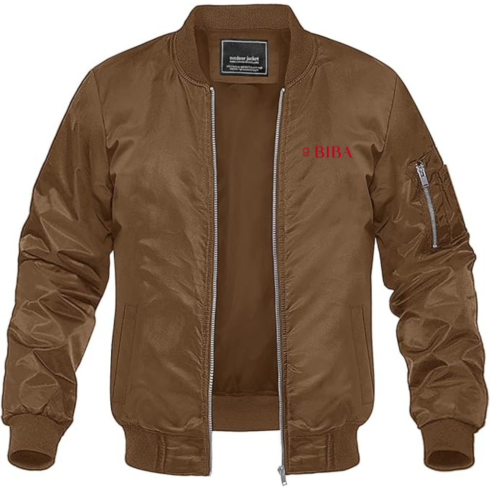Men's Biba Logo Lightweight Bomber Jacket Windbreaker Softshell Varsity Jacket Coat
